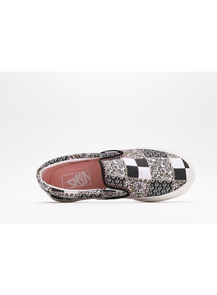 Vans Slip-On Floral & Checkerboard Patchwork Canvas Sneakers - Image 3